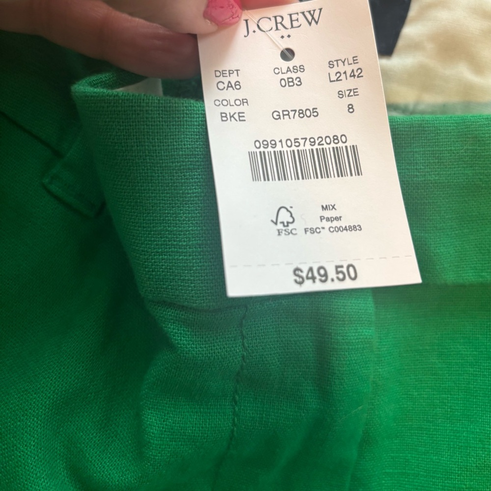 NWT J. Crew Factory Linen-Blend Scalloped Hem Shorts - Picture 9 of 10